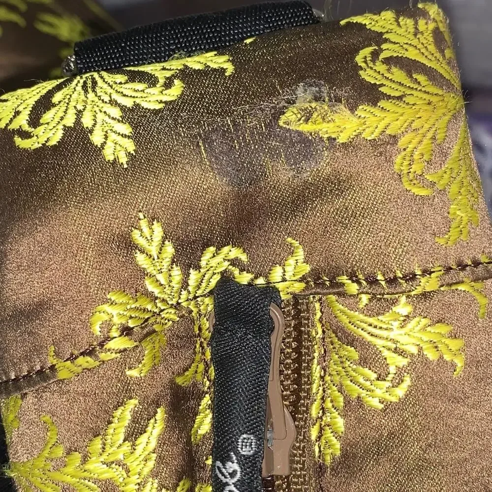 Petunia Pickle Bottom Touring Bag Diaper Bag Brown Yellow Damask Baby Crossbody